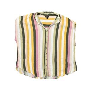 Torrid Plus Size 3 Multicolor Rayon Button-Up Top Sleeveless